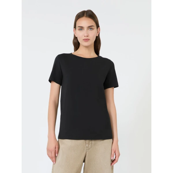 Max Mara Multib Stretch Jersey Basic T-Shirt in Black | T-shirts | Coveti