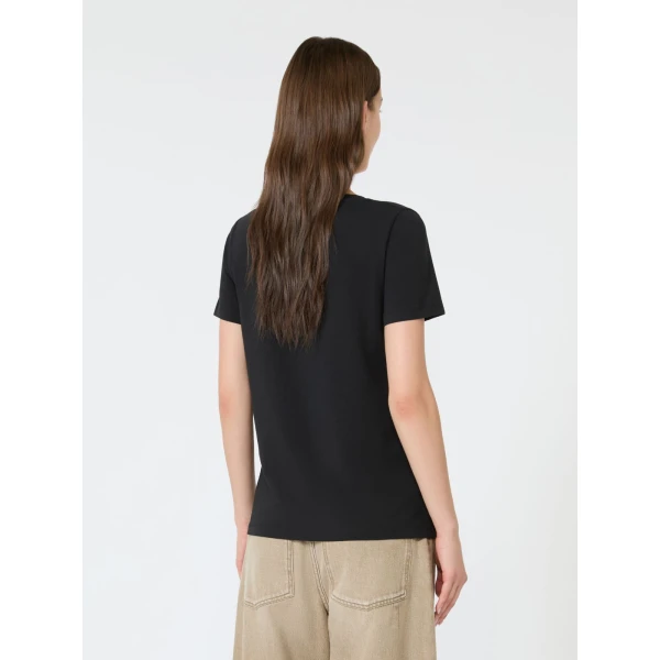 Max Mara Multib Stretch Jersey Basic T-Shirt in Black | T-shirts | Coveti
