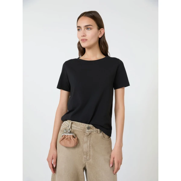 Max Mara Multib Stretch Jersey Basic T-Shirt in Black | T-shirts | Coveti