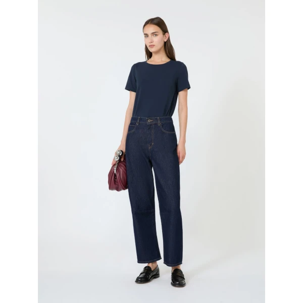 Max Mara Multib Stretch Jersey Basic T-Shirt in Navy | T-shirts | Coveti