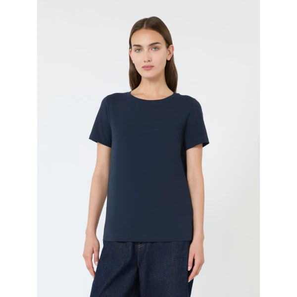 Max Mara Multib Stretch Jersey Basic T-Shirt in Navy | T-shirts | Coveti