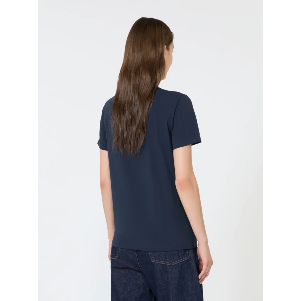 Max Mara Multib Stretch Jersey Basic T-Shirt in Navy | T-shirts | Coveti