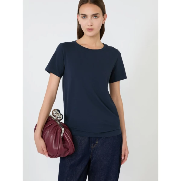Max Mara Multib Stretch Jersey Basic T-Shirt in Navy | T-shirts | Coveti