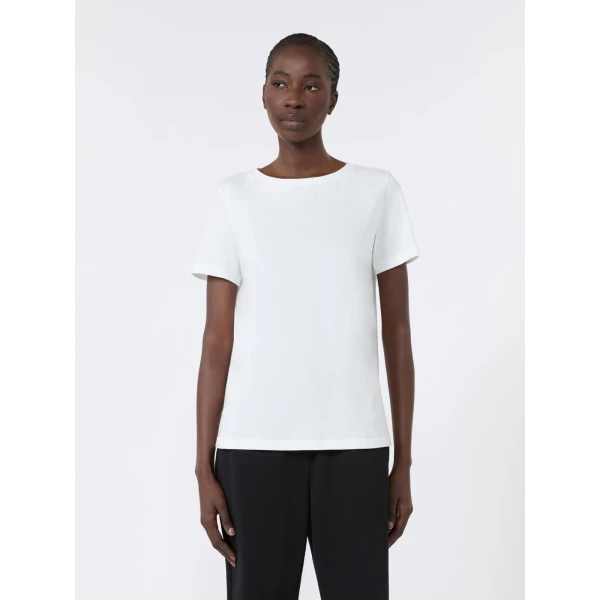Max Mara Multib Stretch Jersey Basic T-Shirt in White | T-shirts | Coveti