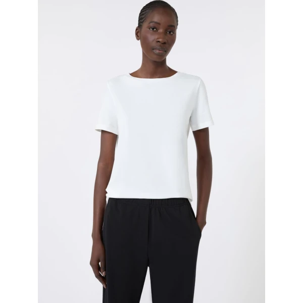 Max Mara Multib Stretch Jersey Basic T-Shirt in White | T-shirts | Coveti