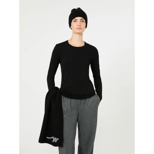 Max Mara Multie Stretch Viscose Jersey T-Shirt in Black | T-shirts | Coveti