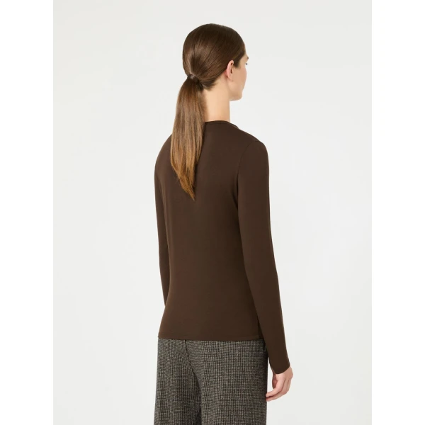 Max Mara Multie Stretch Viscose Jersey T-Shirt in Dark Brown | T-shirts | Coveti