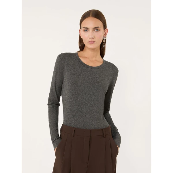 Max Mara Multie Stretch Viscose Jersey T-Shirt in Dark Grey | T-shirts | Coveti