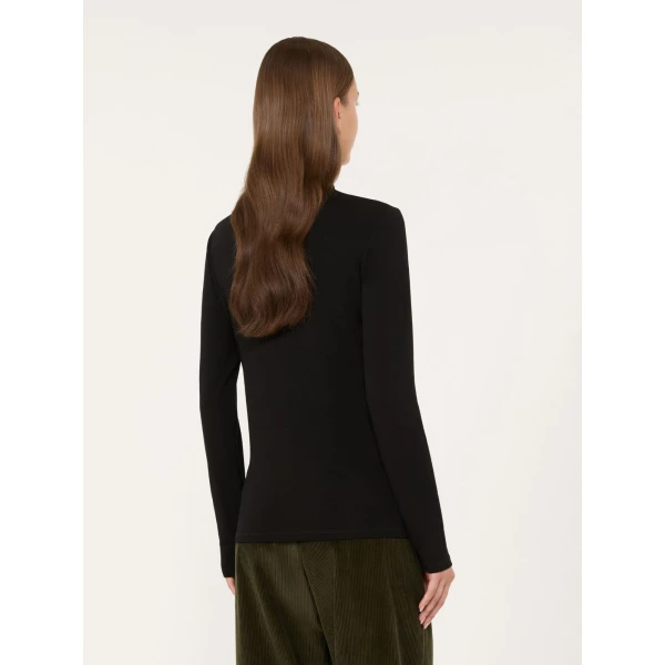 Max Mara Multif Stretch Viscose Jersey Turtleneck Top in Black | Tops | Coveti