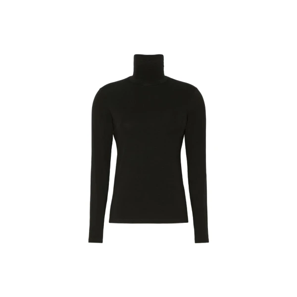 Max Mara Multif Stretch Viscose Jersey Turtleneck Top in Black | Tops | Coveti