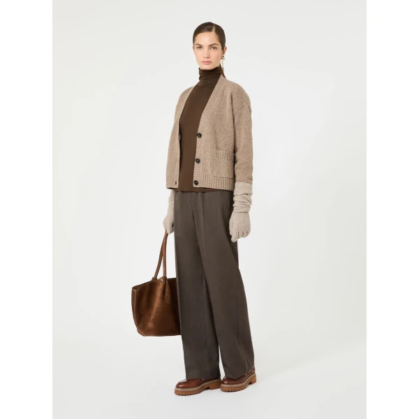Max Mara Multif Stretch Viscose Jersey Turtleneck Top in Dark Brown | Tops | Coveti