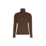 Max Mara Multif Stretch Viscose Jersey Turtleneck Top in Dark Brown | Tops | Coveti