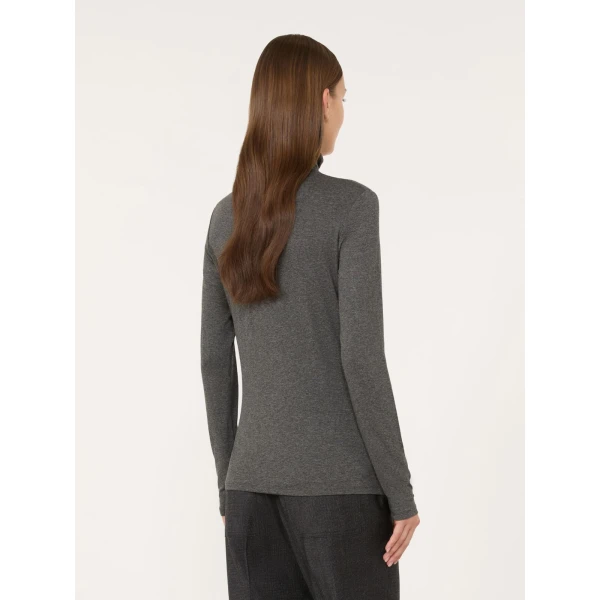 Max Mara Multif Stretch Viscose Jersey Turtleneck Top in Dark Grey | Tops | Coveti