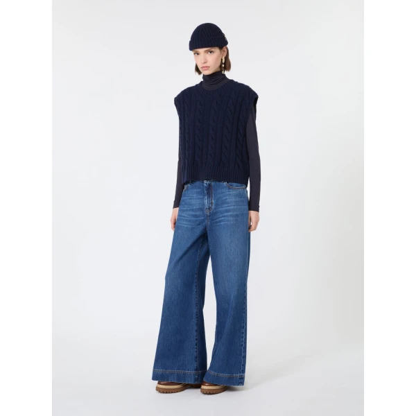 Max Mara Multif Stretch Viscose Jersey Turtleneck Top in Navy | Tops | Coveti