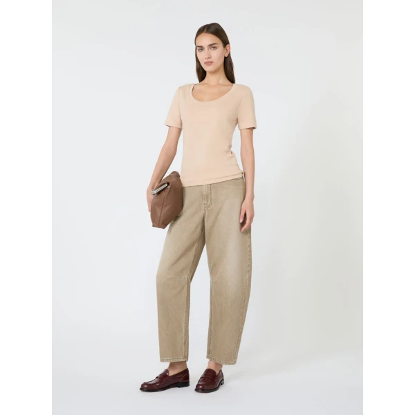 Max Mara Multij Fine Rib-Knit Jersey T-Shirt in Pink | T-shirts | Coveti