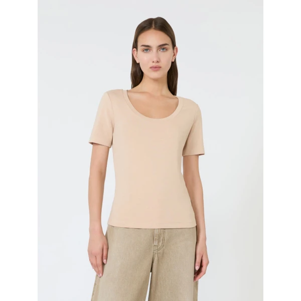 Max Mara Multij Fine Rib-Knit Jersey T-Shirt in Pink | T-shirts | Coveti