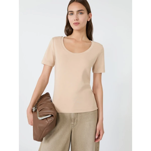 Max Mara Multij Fine Rib-Knit Jersey T-Shirt in Pink | T-shirts | Coveti