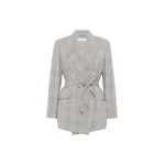 Max Mara Nasello Glen Plaid Wool Robe Coat in Olive Green | Wool Coat | Coveti