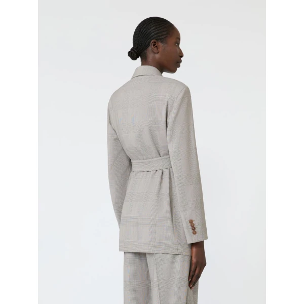 Max Mara Nasello Glen Plaid Wool Robe Coat in Olive Green | Wool Coat | Coveti
