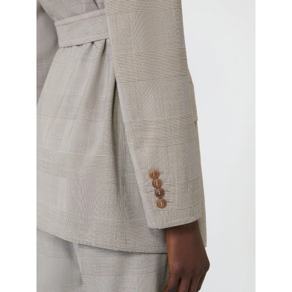 Max Mara Nasello Glen Plaid Wool Robe Coat in Olive Green | Wool Coat | Coveti