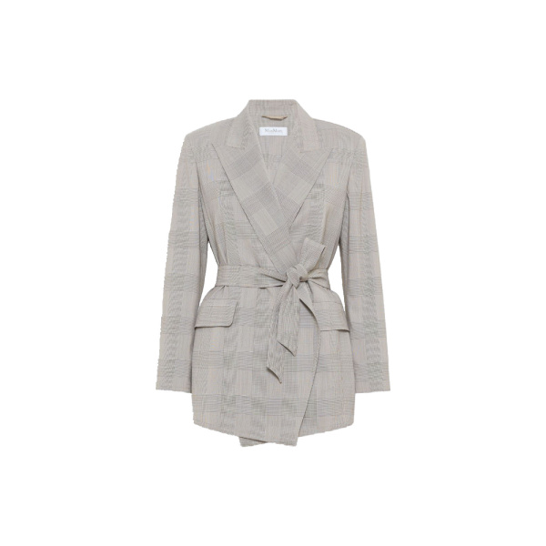 Max Mara Nasello Glen Plaid Wool Robe Coat in Olive Green | Wool Coat | Coveti