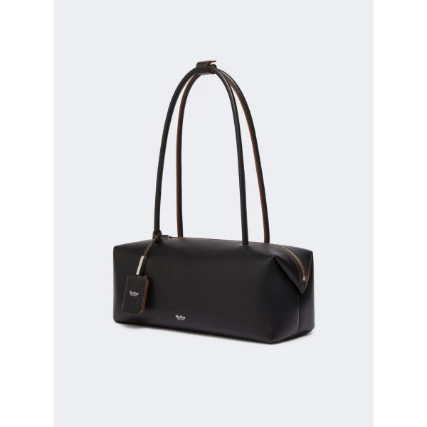 Max Mara Natural Leather Bowler Bag in Black | Totes & Top-Handle Bags | Coveti