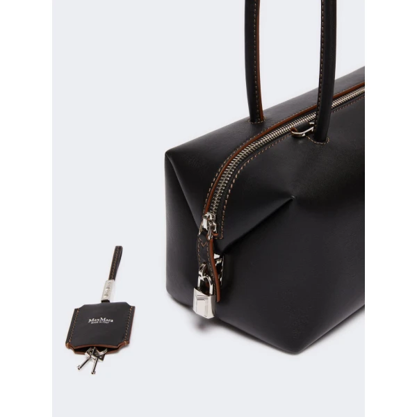 Max Mara Natural Leather Bowler Bag in Black | Totes & Top-Handle Bags | Coveti