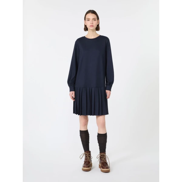 Max Mara Navetta Jacquard Jersey Mini Dress in Navy | Mini Dresses | Coveti