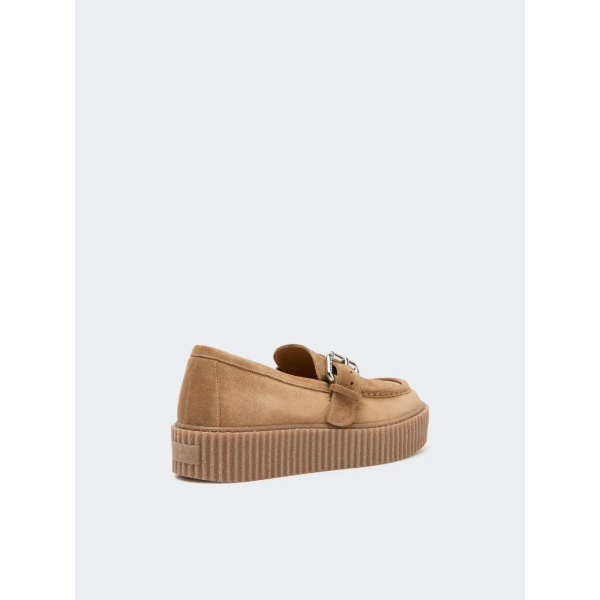 Max Mara Navetta Split Leather Loafers in Honey | Loafers | Coveti