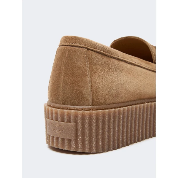 Max Mara Navetta Split Leather Loafers in Honey | Loafers | Coveti