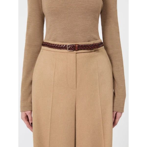 Max Mara Navetta Woven Leather Belt in Amber Brown | Belts | Coveti