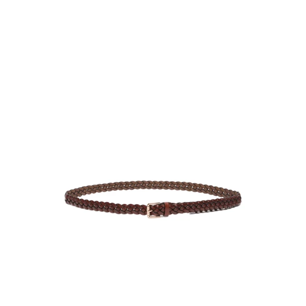 Max Mara Navetta Woven Leather Belt in Amber Brown | Belts | Coveti