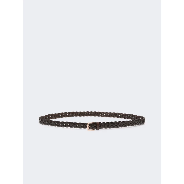 Max Mara Navetta Woven Leather Belt in Coffee | Belts | Coveti