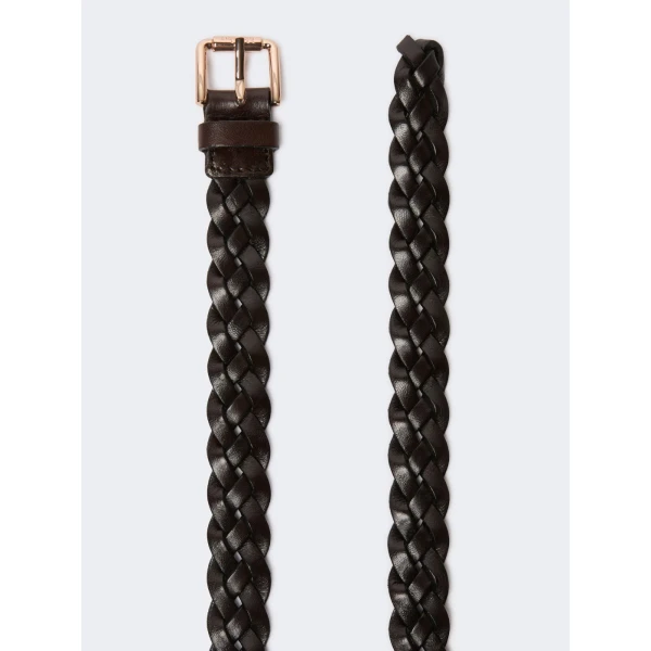 Max Mara Navetta Woven Leather Belt in Coffee | Belts | Coveti