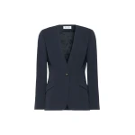Max Mara Navile Single-Breasted Compact Cady Jacket in Midnight Blue | Blazers | Coveti