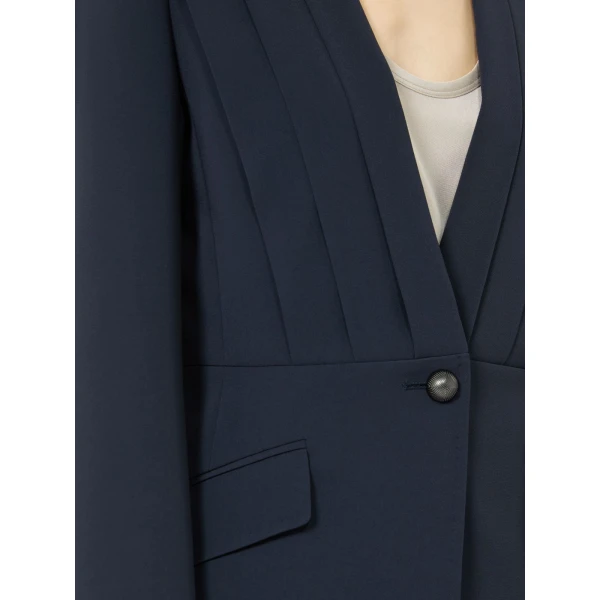 Max Mara Navile Single-Breasted Compact Cady Jacket in Midnight Blue | Blazers | Coveti