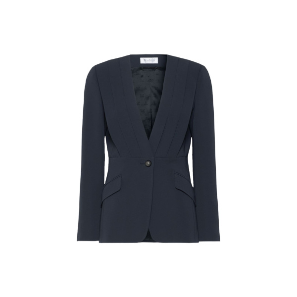 Max Mara Navile Single-Breasted Compact Cady Jacket in Midnight Blue | Blazers | Coveti