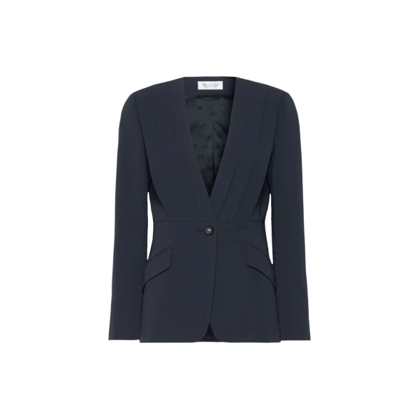 Navile Single-Breasted Compact Cady Jacket in Midnight Blue