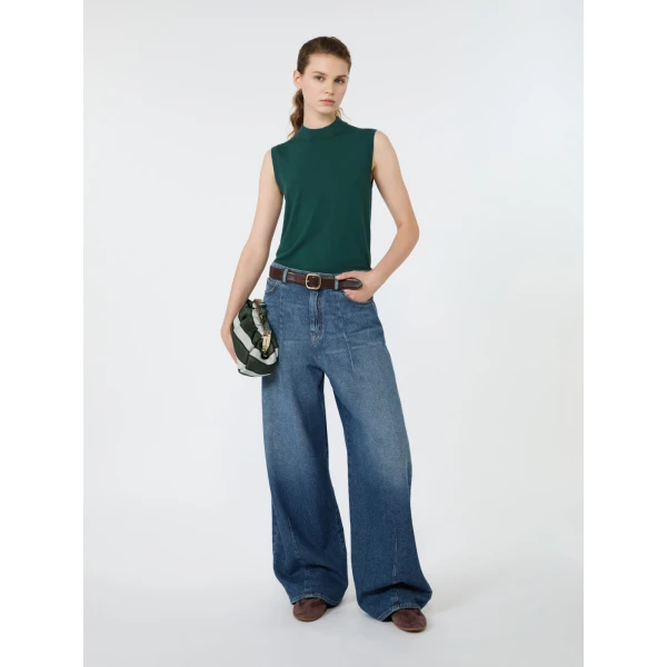 Max Mara Nazione Sleeveless Stretch Viscose Jumper in Green | Sweaters | Coveti