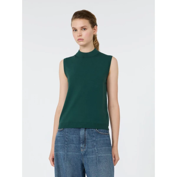 Max Mara Nazione Sleeveless Stretch Viscose Jumper in Green | Sweaters | Coveti