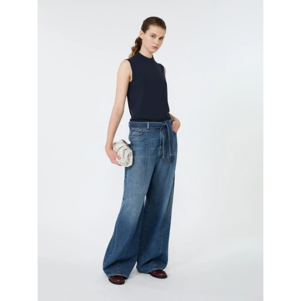 Max Mara Nazione Sleeveless Stretch Viscose Jumper in Navy | Sweaters | Coveti