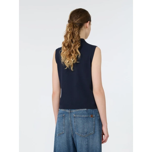Max Mara Nazione Sleeveless Stretch Viscose Jumper in Navy | Sweaters | Coveti
