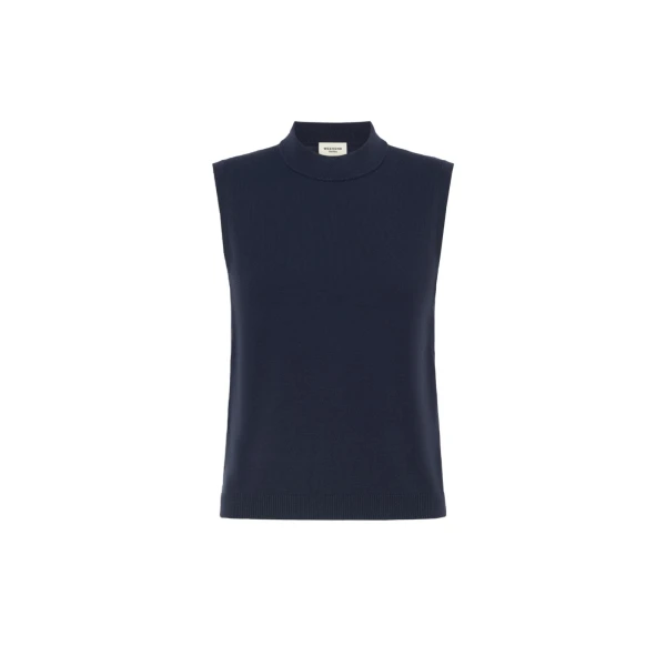 Max Mara Nazione Sleeveless Stretch Viscose Jumper in Navy | Sweaters | Coveti