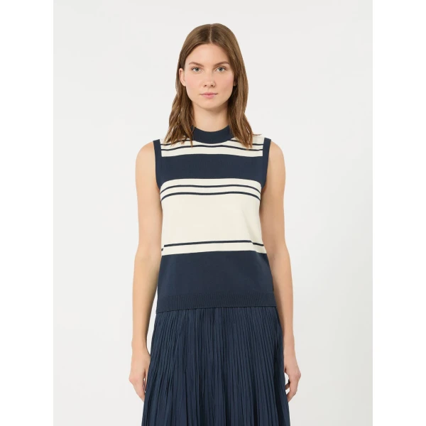 Max Mara Nazione Sleeveless Stretch Viscose Jumper in Navy Style 2 | Sweaters | Coveti