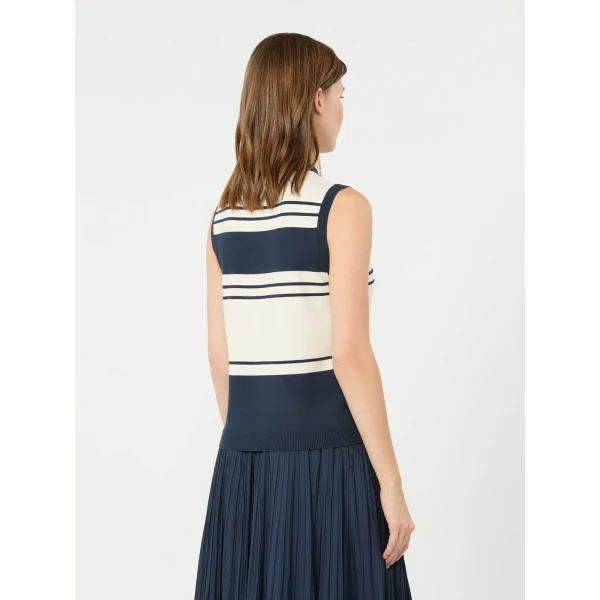 Max Mara Nazione Sleeveless Stretch Viscose Jumper in Navy Style 2 | Sweaters | Coveti