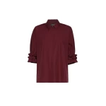 Max Mara Nebbie Cotton Poplin Ruffle-Sleeve Shirt in Ruby | Shirts | Coveti