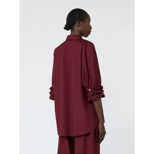 Max Mara Nebbie Cotton Poplin Ruffle-Sleeve Shirt in Ruby | Shirts | Coveti