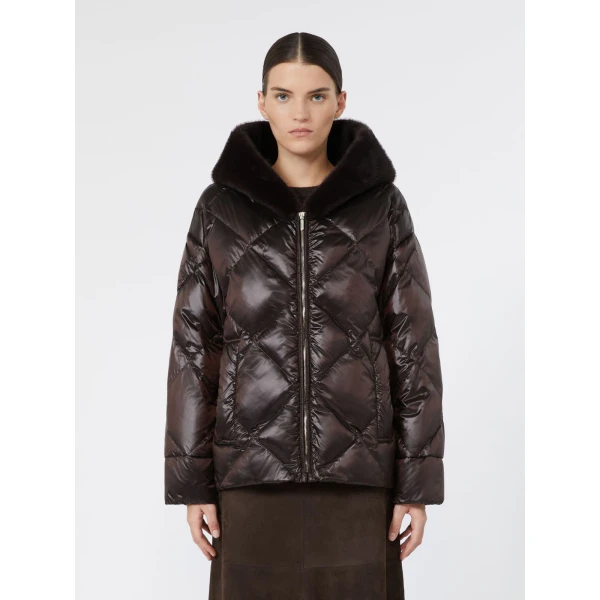 Max Mara Nebbie Hooded Water-Repellent Puffer Jacket in Brown | Jackets | Coveti