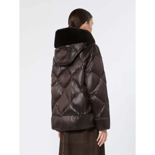 Max Mara Nebbie Hooded Water-Repellent Puffer Jacket in Brown | Jackets | Coveti
