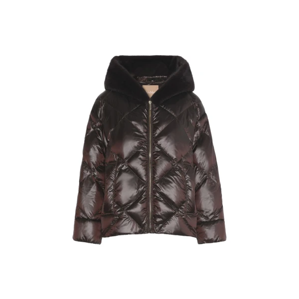 Max Mara Nebbie Hooded Water-Repellent Puffer Jacket in Brown | Jackets | Coveti